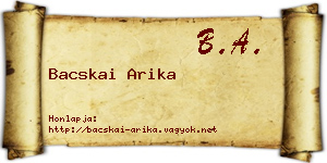 Bacskai Arika névjegykártya